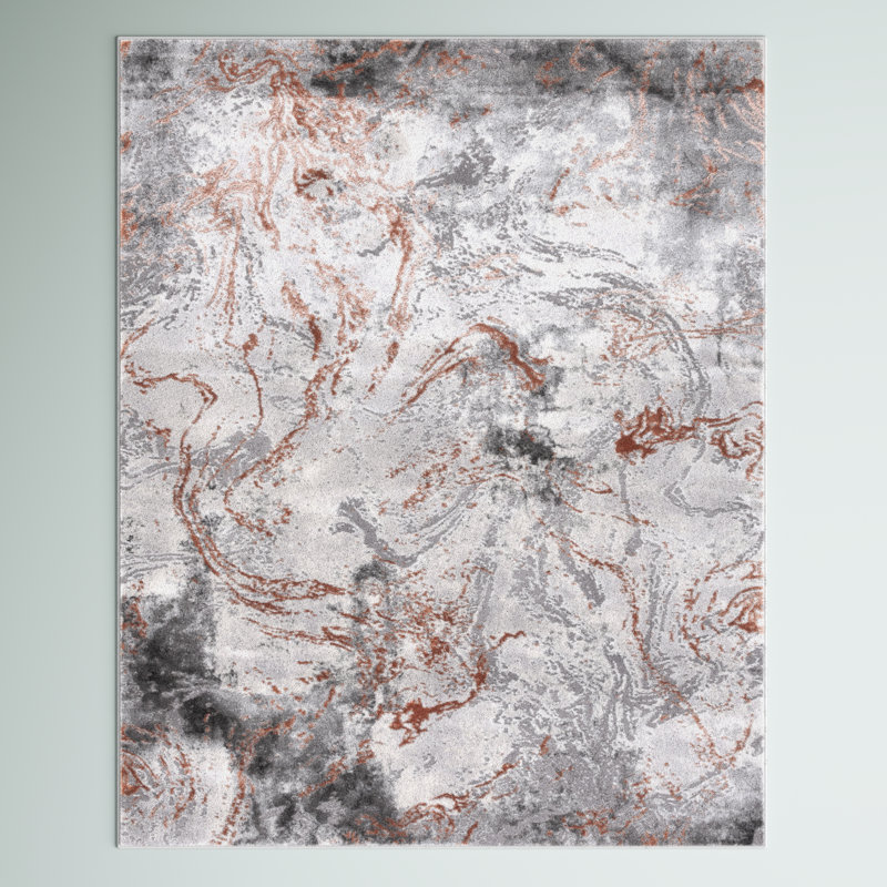 17 Stories Leonidha Gray/Orange Rug & Reviews Wayfair